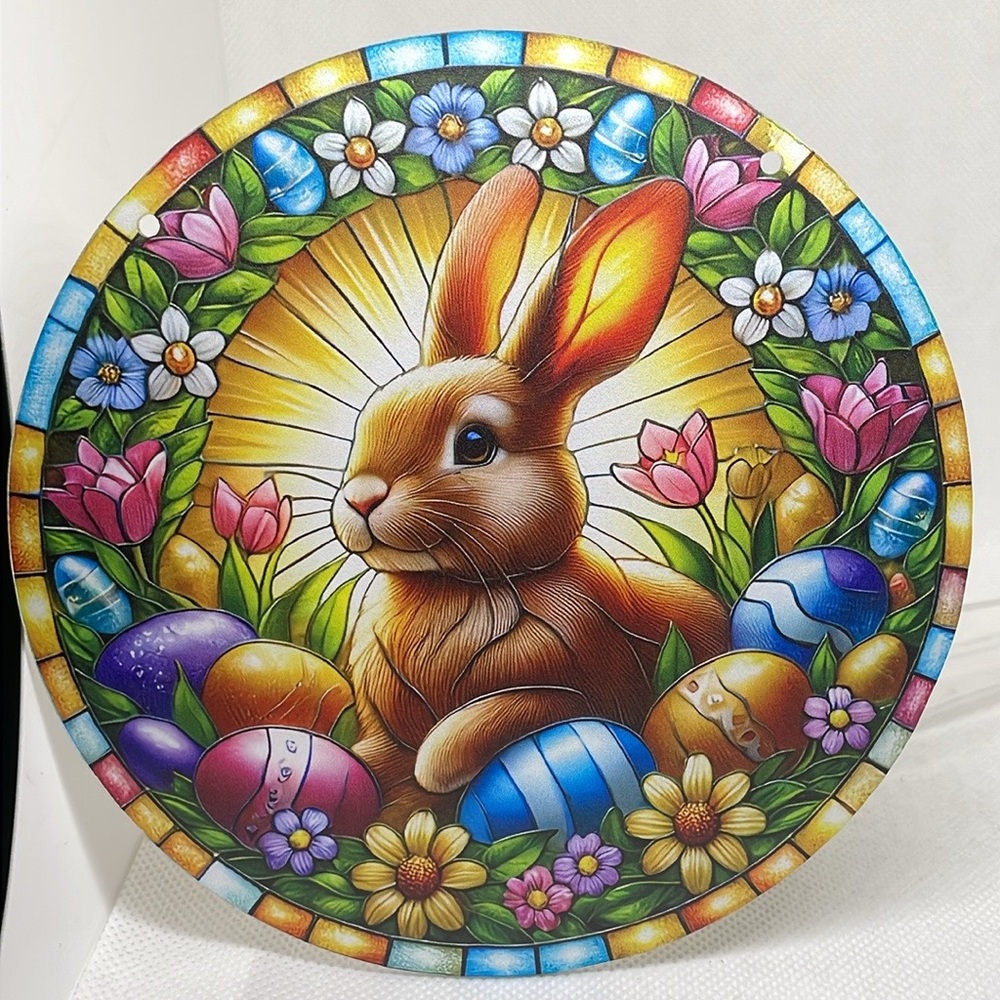 Suncatcher Bunny Rabbit Easter Egg Acrylic Decorative Round Spring Home Decor
